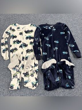 Target Carters Footie Pajama Fleece Monster Truck Print Size 3T Toddler Boys